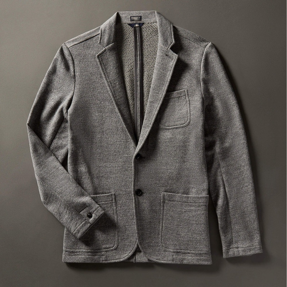 Faherty Inlet Knit Blazer Grey Melange‎ Medium New With Tags